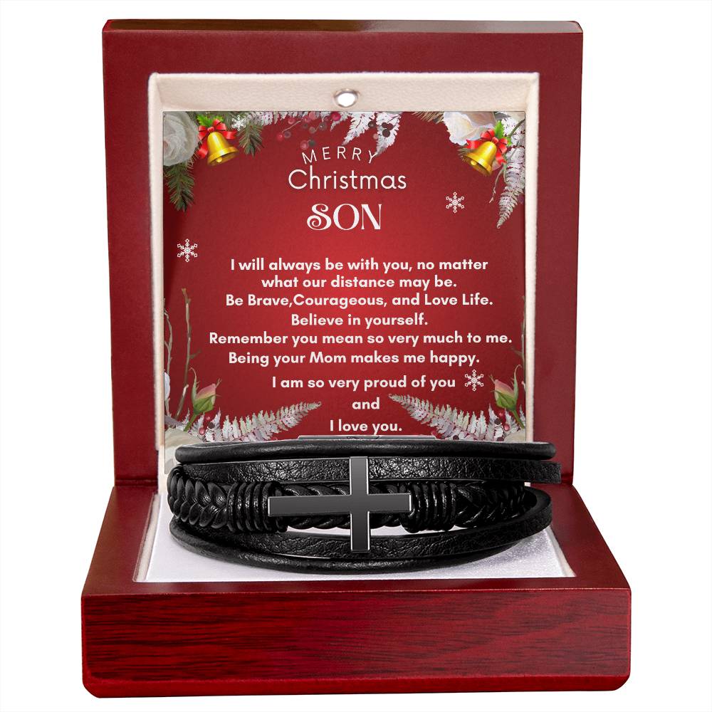 Son's Cross Leather Keepsake Bracelet