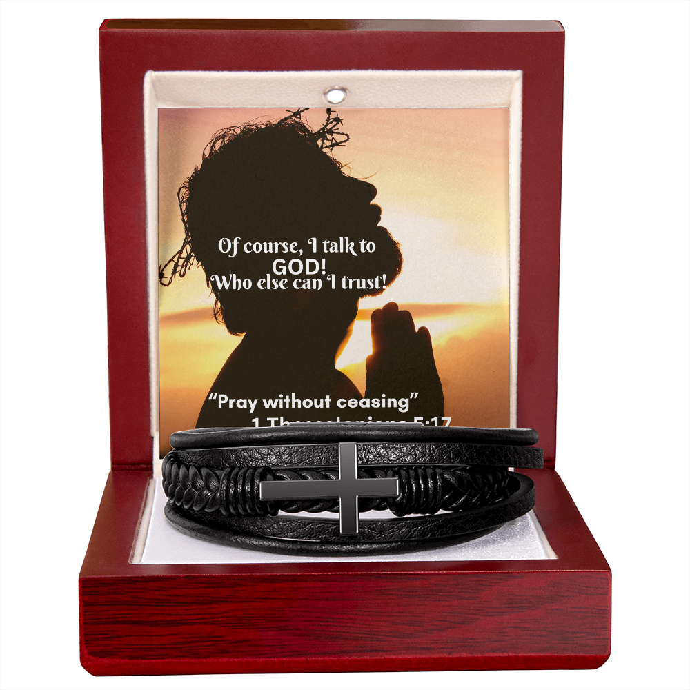 Men's Cross Leather Bracelet