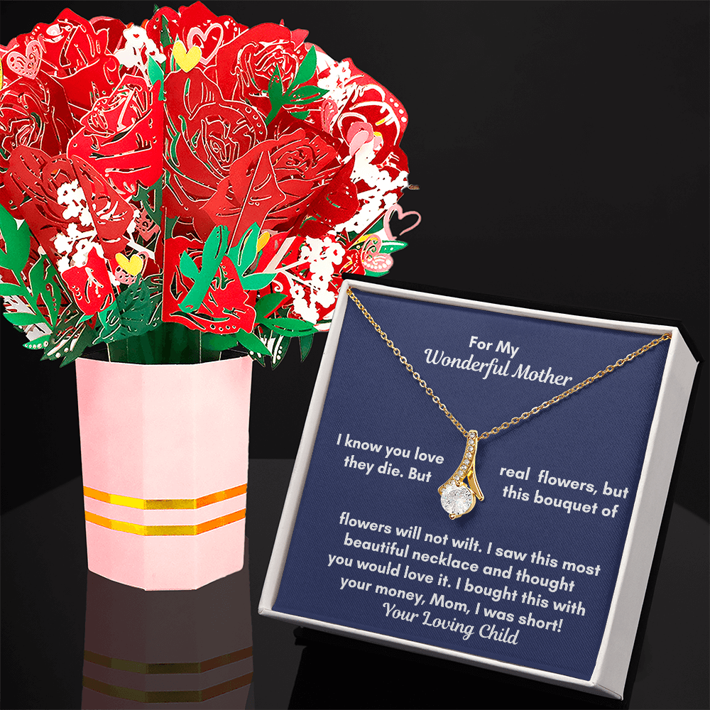 Alluring Beauty Necklace and Sweetest Devotion Bouquet
