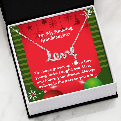 Scripted Love Necklace - Dainty Jewelry for Your Granddaughter