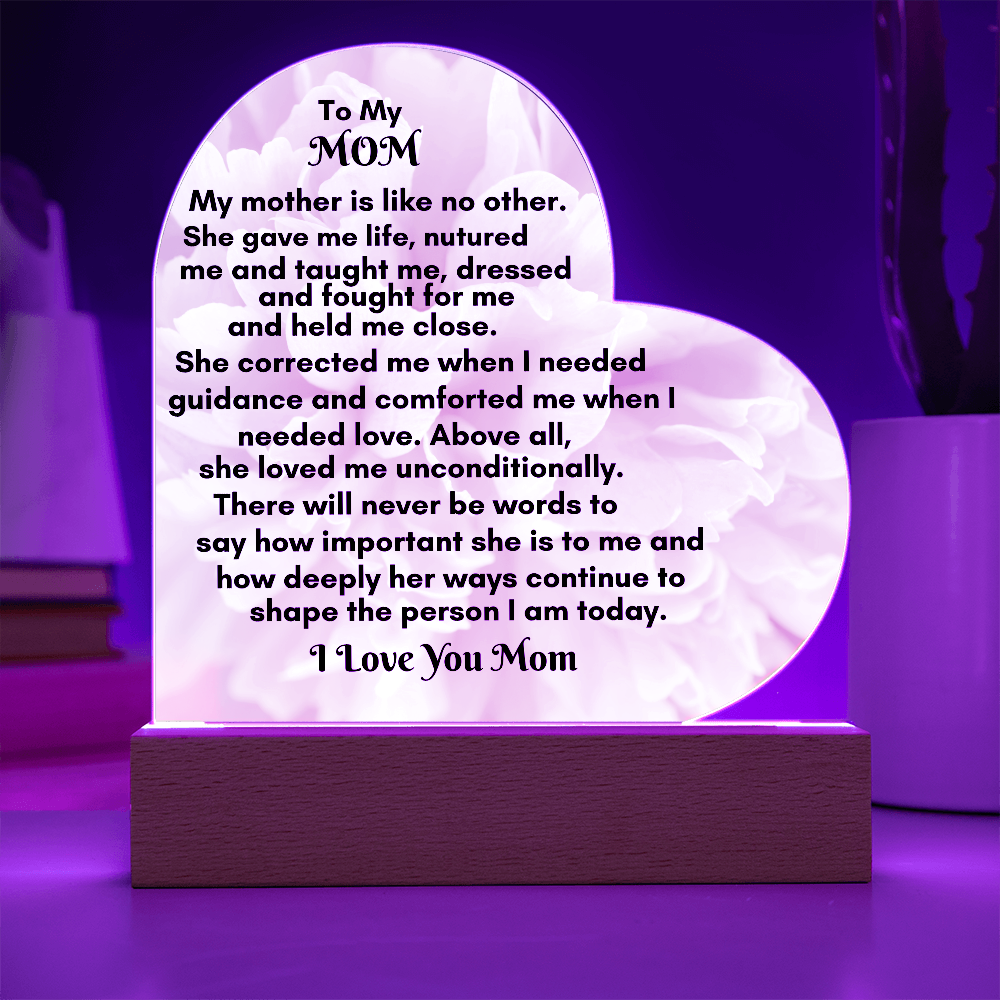 Heart Acrylic Plaque and Sweetest Devotion Flower Bouquet