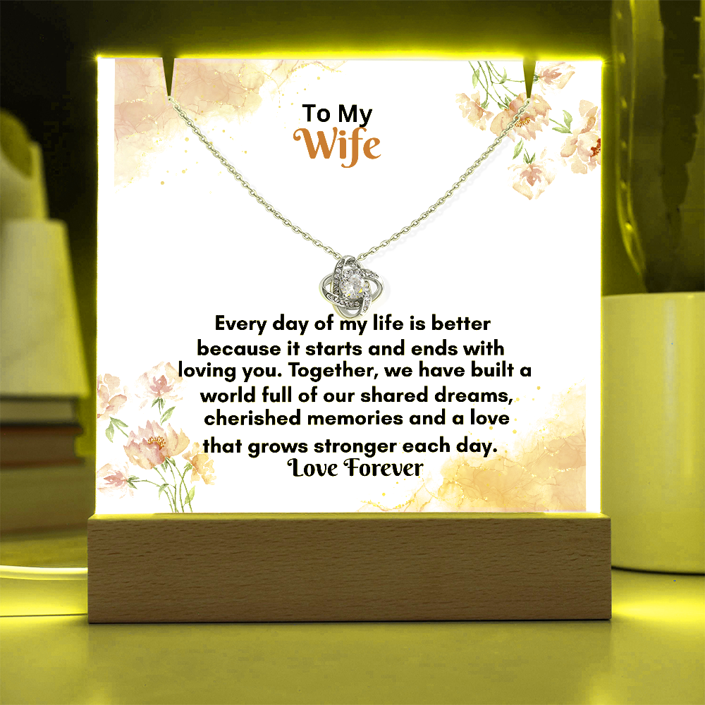 Acrylic Keepsake Plaque with Love Knot Necklace