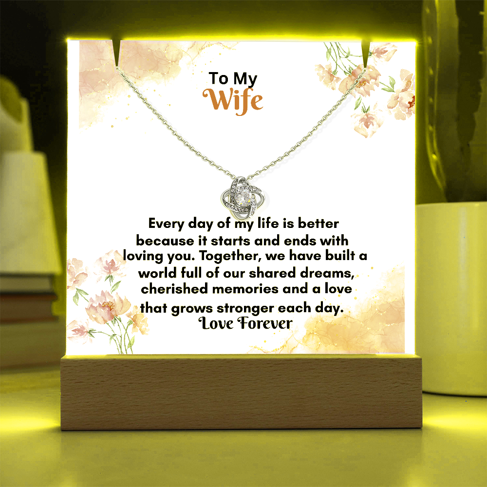Acrylic Keepsake Plaque with Love Knot Necklace