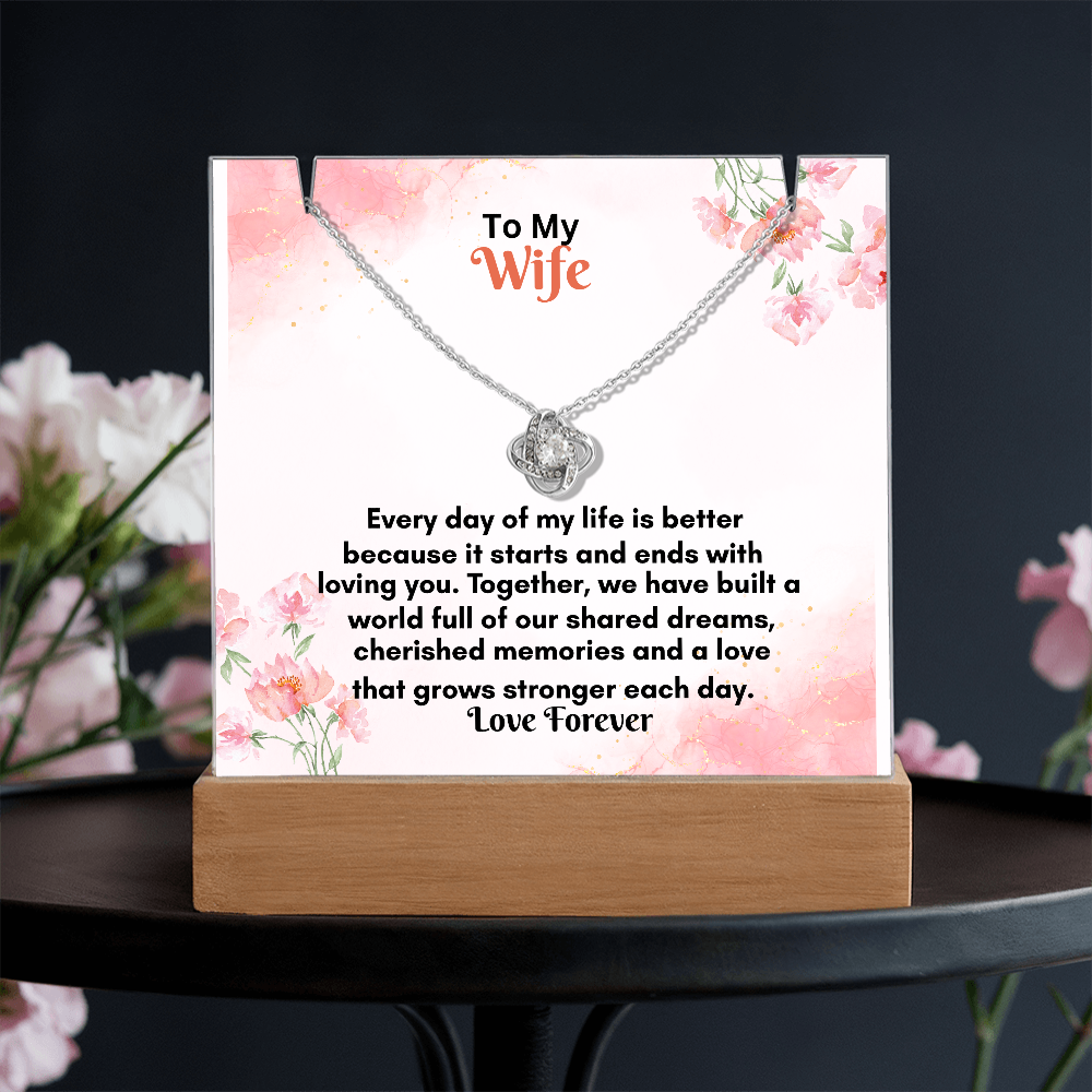 Acrylic Keepsake Plaque with Love Knot Necklace