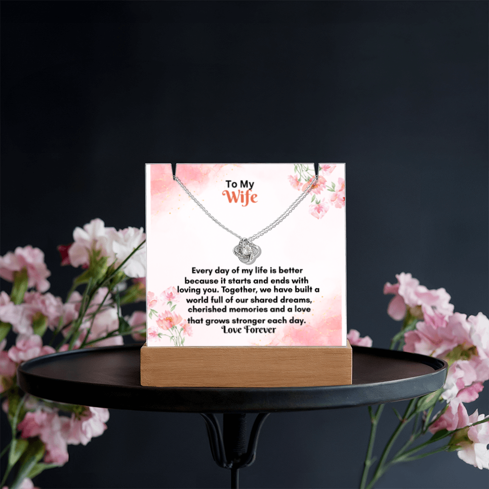 Acrylic Keepsake Plaque with Love Knot Necklace