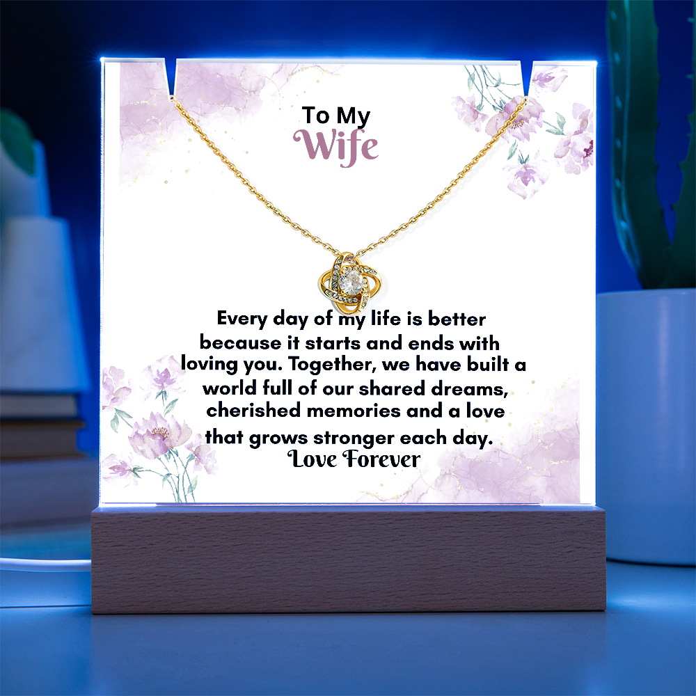 Acrylic Keepsake Plaque with Love Knot Necklace