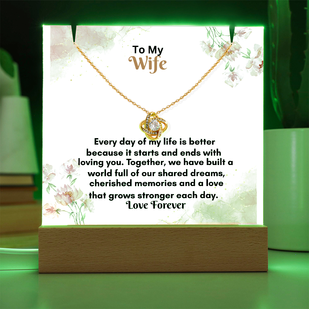 Acrylic Keepsake Plaque with Love Knot Necklace