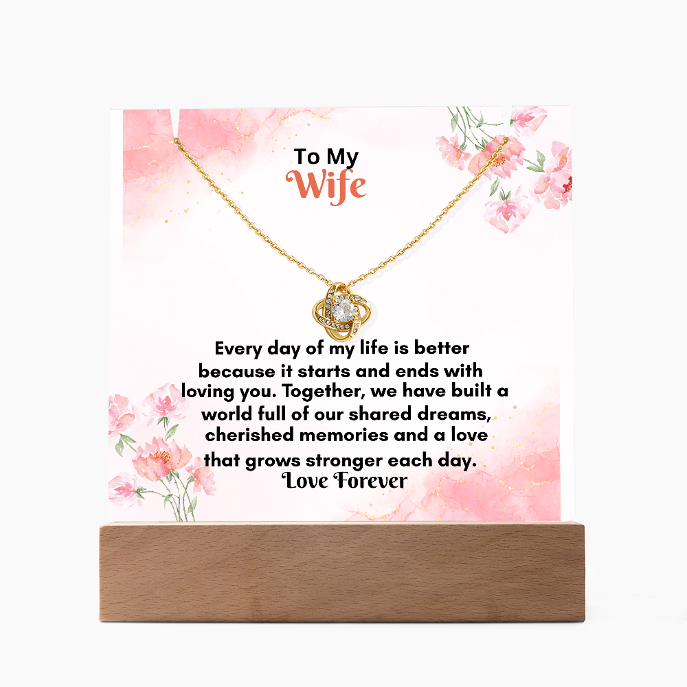Acrylic Keepsake Plaque with Love Knot Necklace