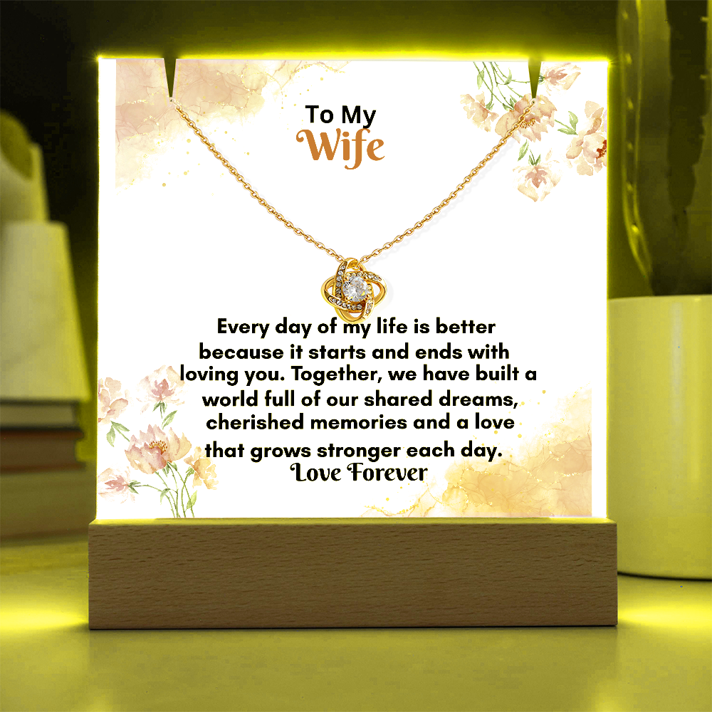 Acrylic Keepsake Plaque with Love Knot Necklace