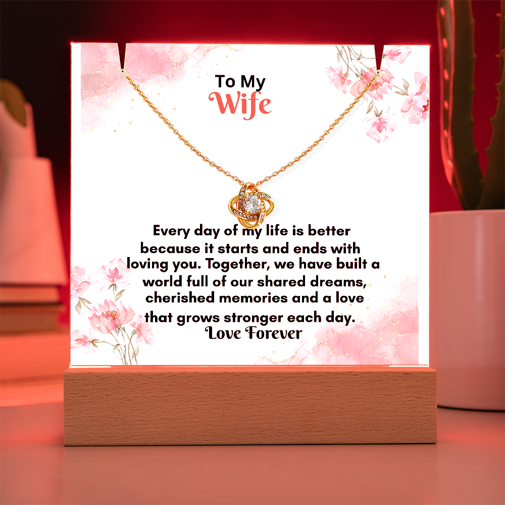 Acrylic Keepsake Plaque with Love Knot Necklace