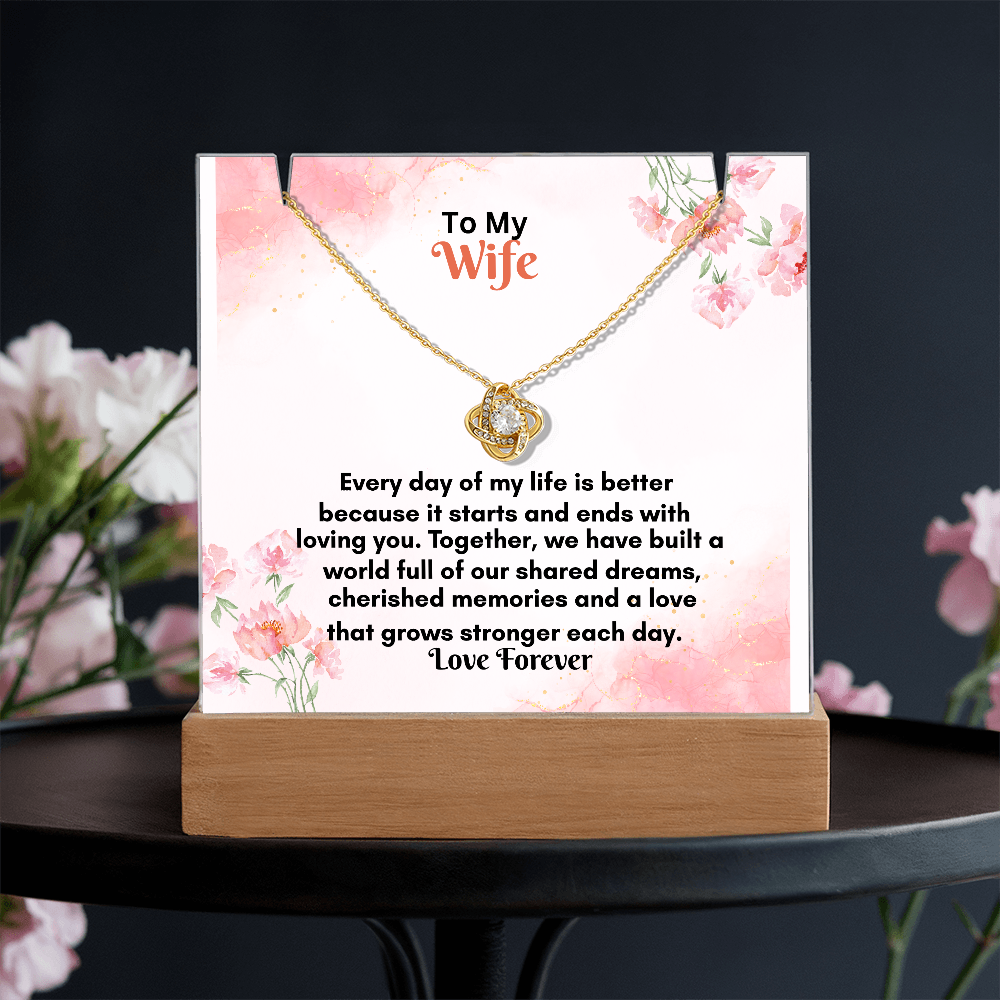Acrylic Keepsake Plaque with Love Knot Necklace