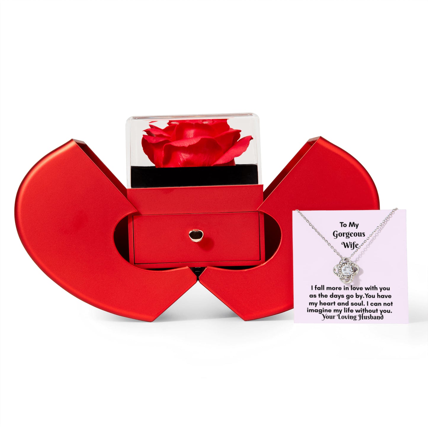 The Love Knot Necklace and Rose Gift Set