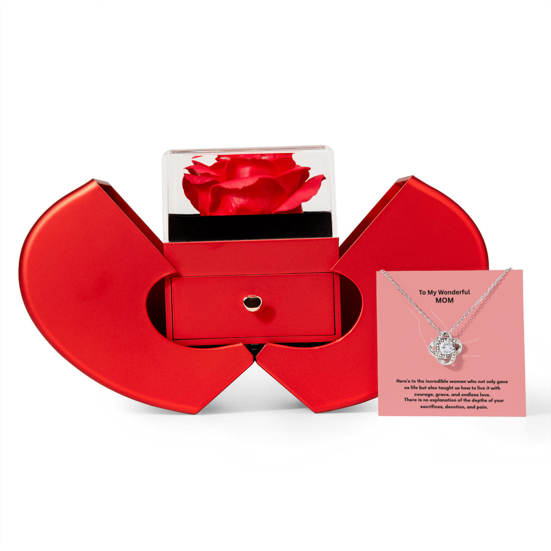 Heartfelt Love Knot Necklace Gift Set with Elegant Rose Box