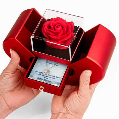 Rose and Love Knot Necklace Gift Set