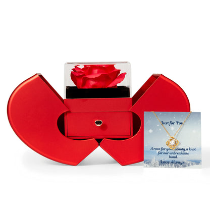 Rose and Love Knot Necklace Gift Set