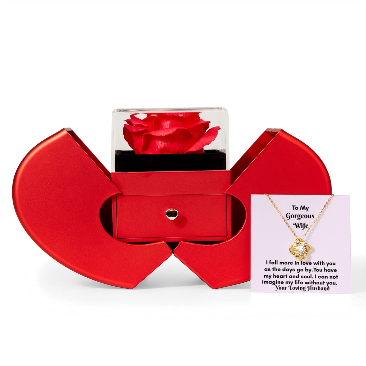 The Love Knot Necklace and Rose Gift Set