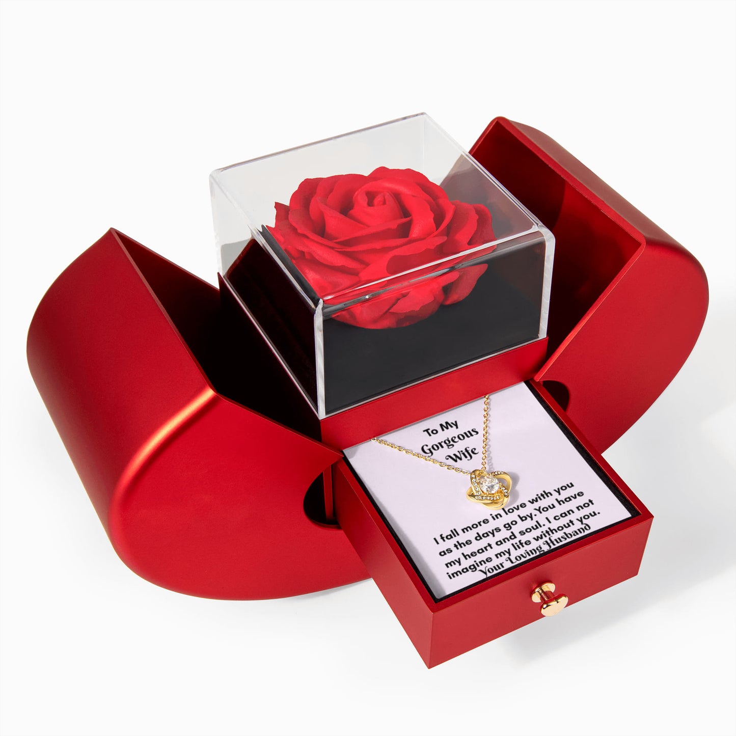 The Love Knot Necklace and Rose Gift Set