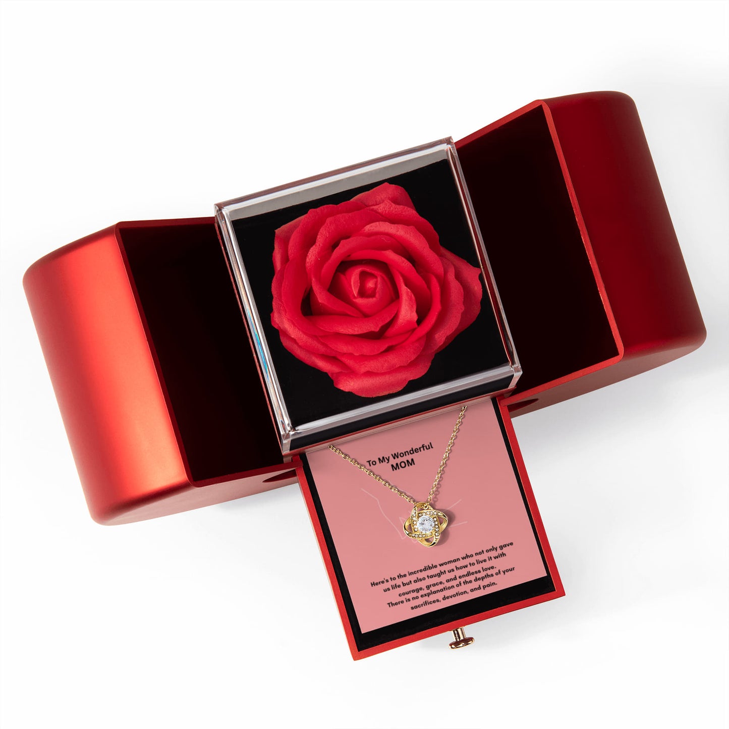 Our Love Knot Necklace and Rose Box Gift Set