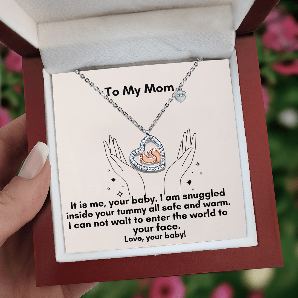 Baby Feet Heart Necklace