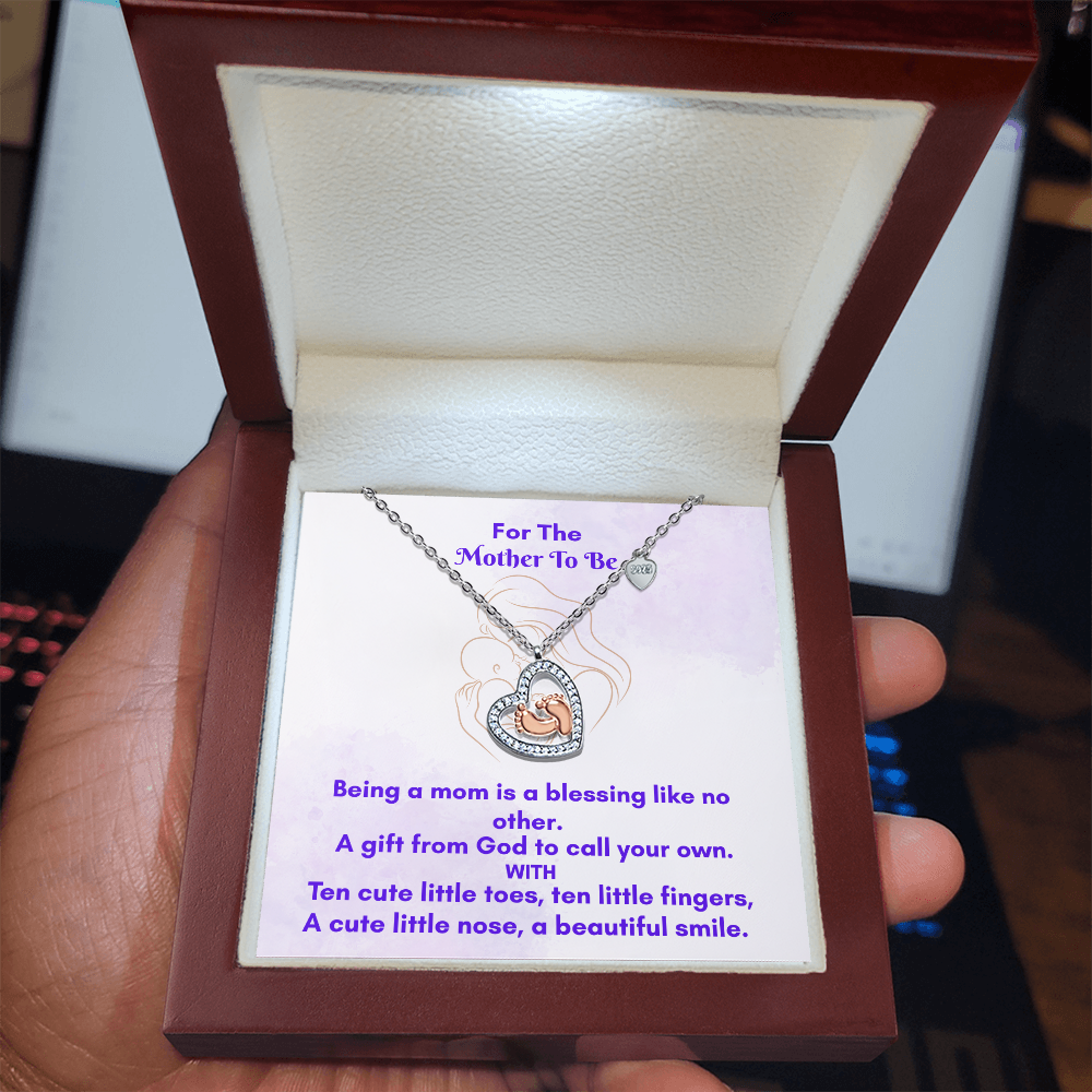 Heartfelt Baby Feet Heart Necklace - A Timeless Gift for Moms