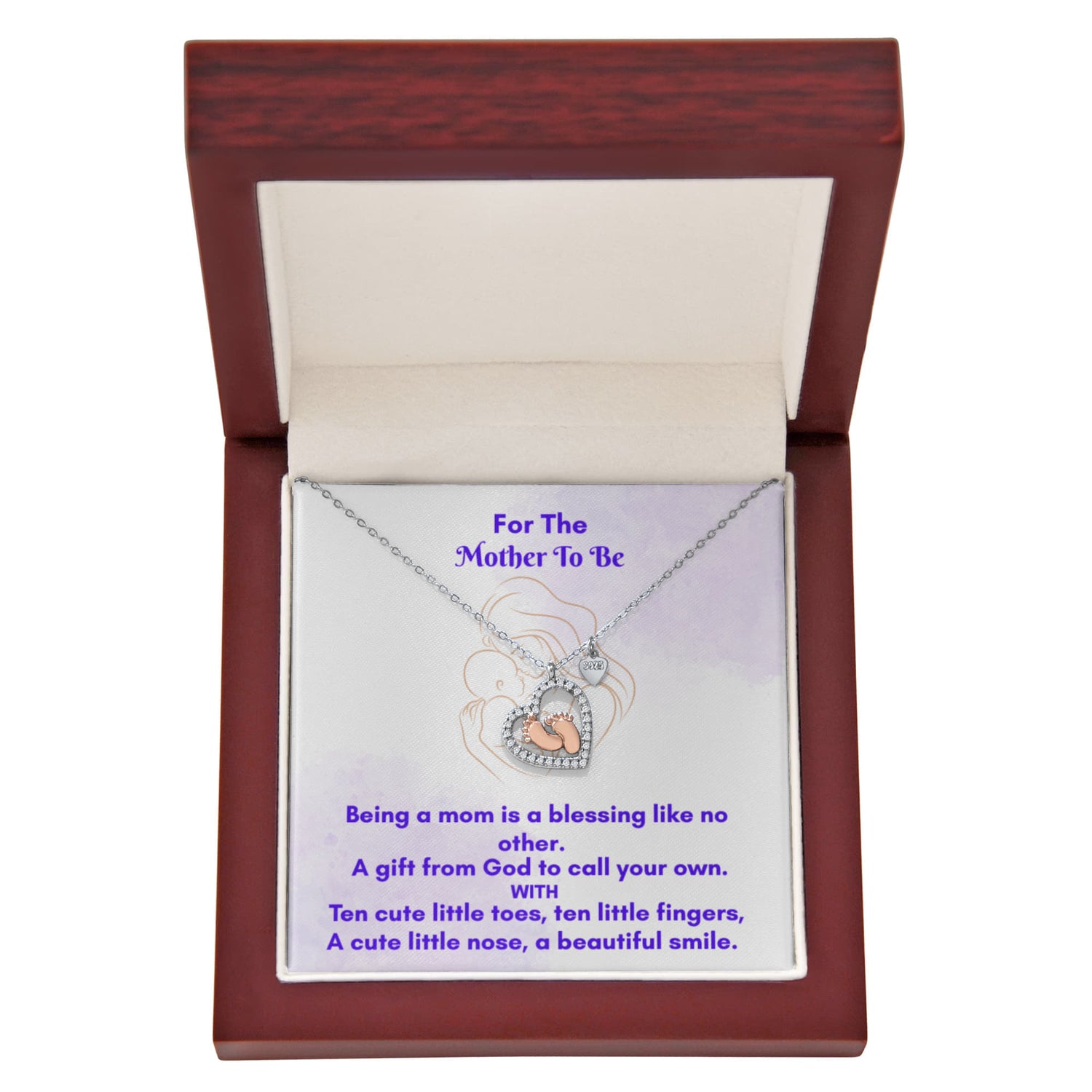 Heartfelt Baby Feet Heart Necklace - A Timeless Gift for Moms