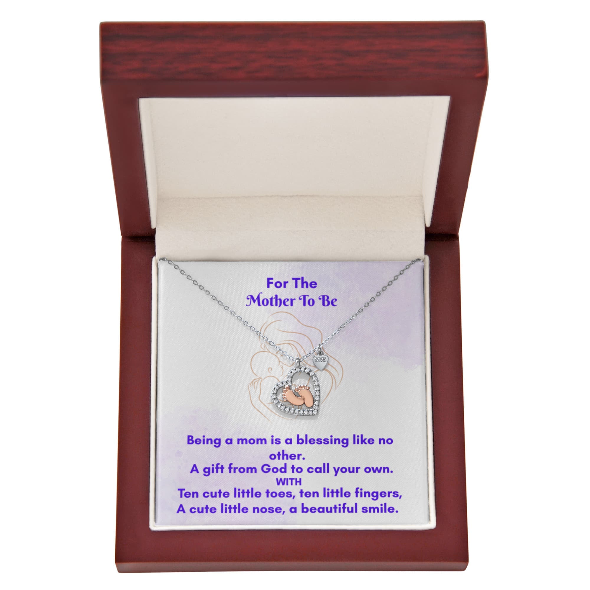 Heartfelt Baby Feet Heart Necklace - A Timeless Gift for Moms