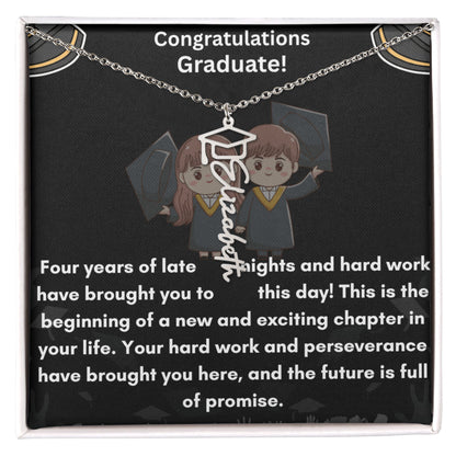 Personalized Graduation Name Necklace with Cap - A Timeless Tribute to Achievement