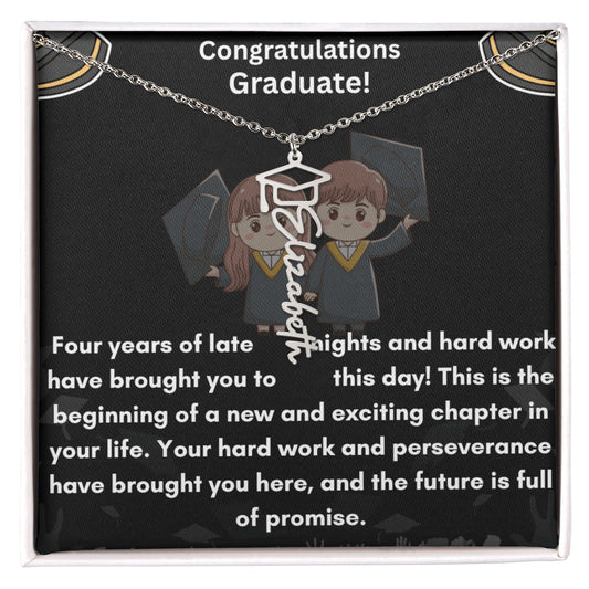 For the Graduate- A Personalized Name Necklace with a Cap