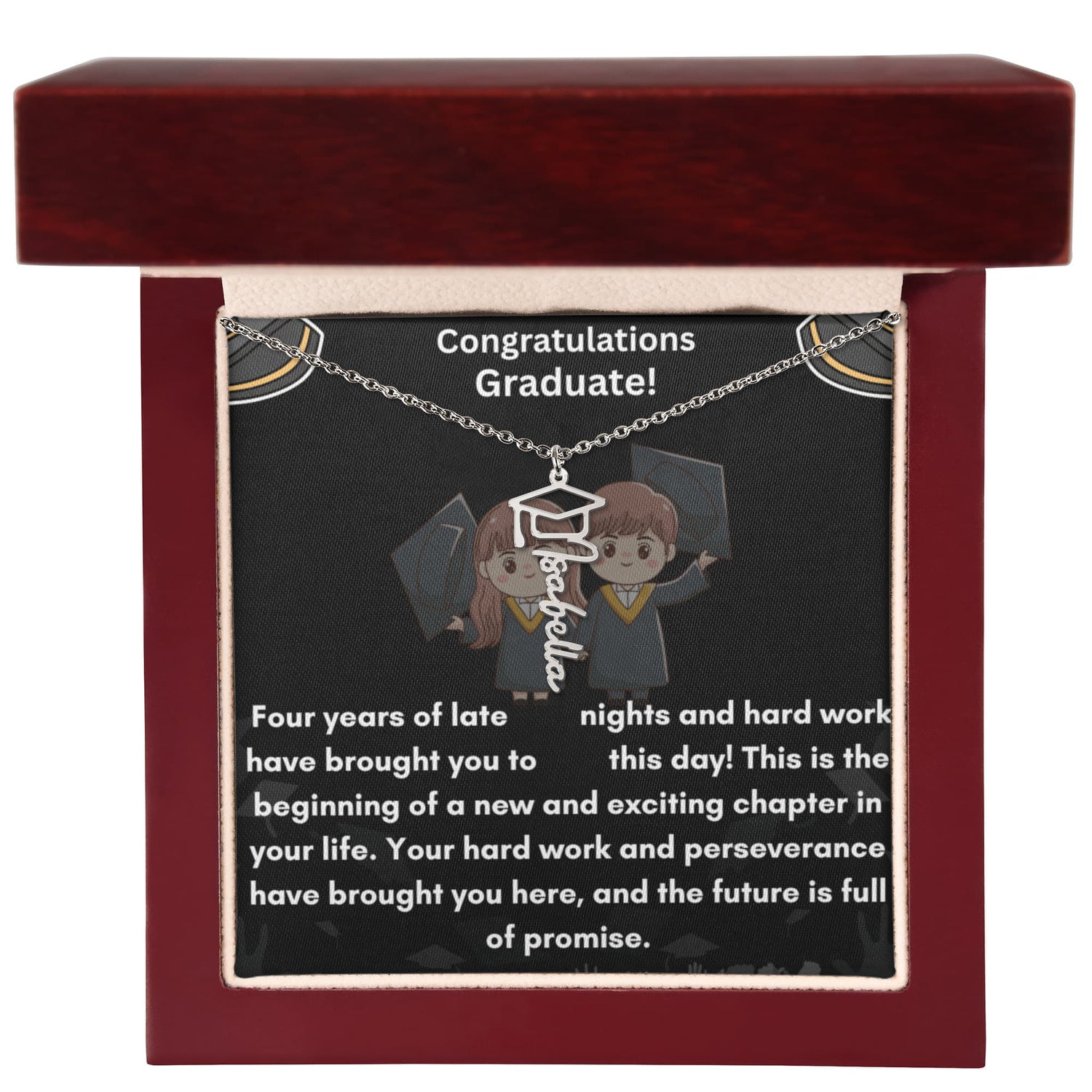 Personalized Graduation Name Necklace with Cap - A Timeless Tribute to Achievement