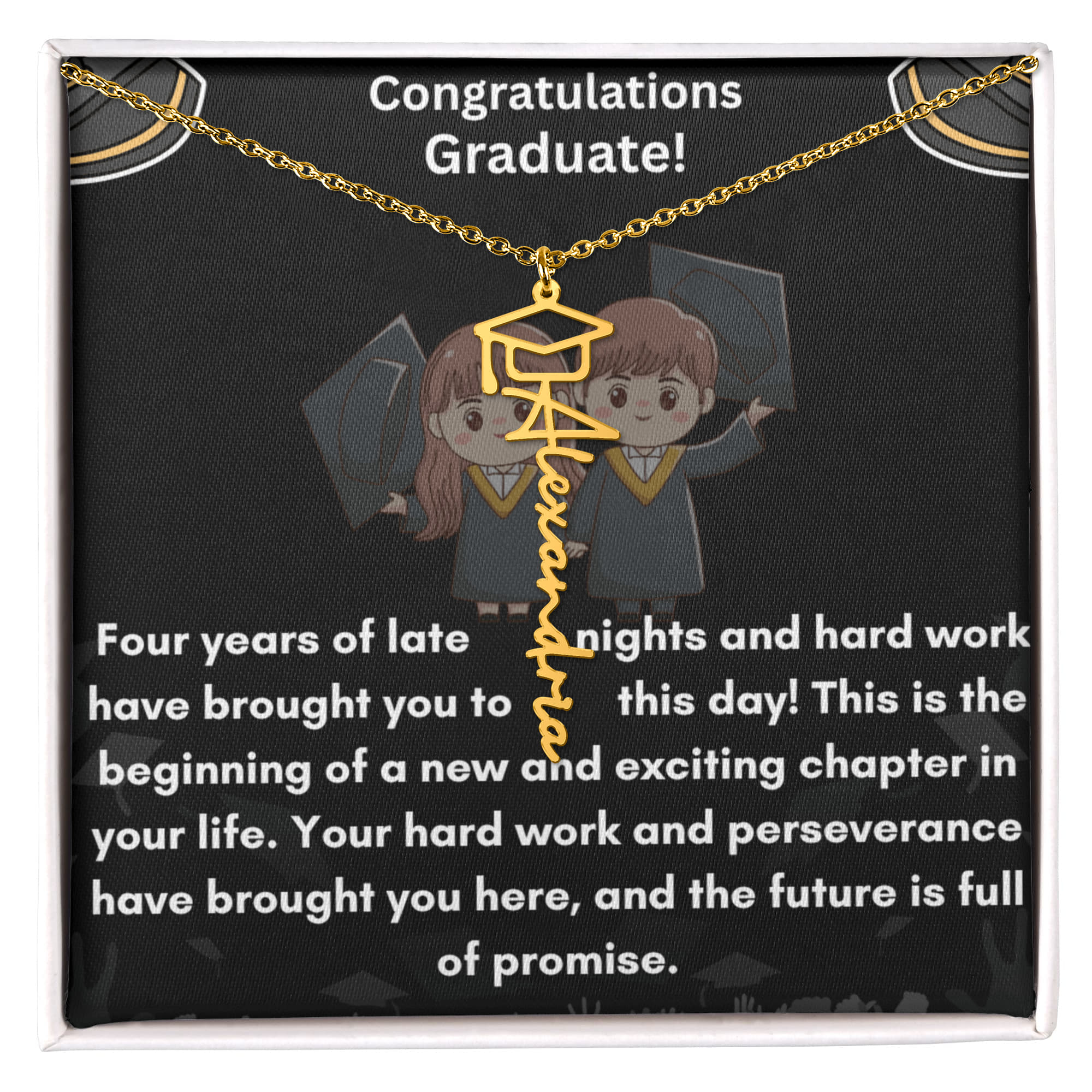 Personalized Graduation Name Necklace with Cap - A Timeless Tribute to Achievement