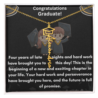 Personalized Graduation Name Necklace with Cap - A Timeless Tribute to Achievement