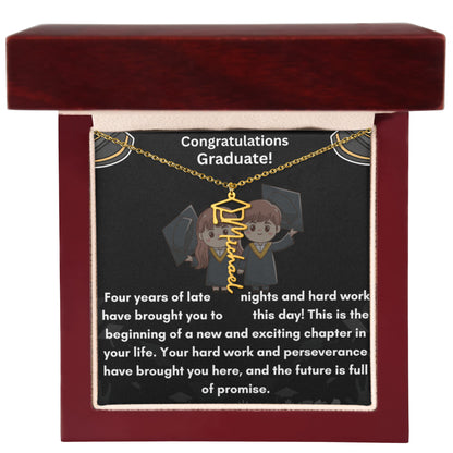Personalized Graduation Name Necklace with Cap - A Timeless Tribute to Achievement