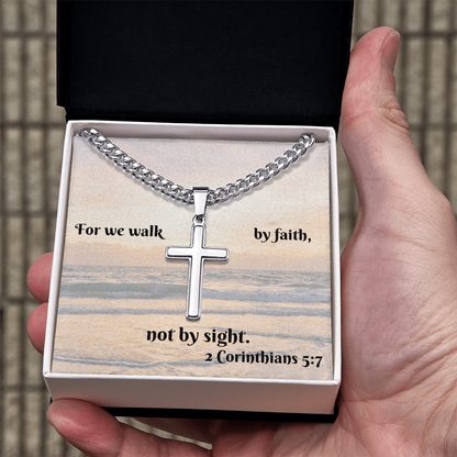 Personalized Cross Necklace with Cuban Link Chain - Wear Your Faith with Style