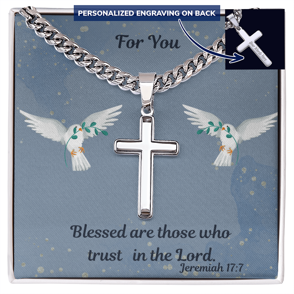 Personalized Cross Necklace on the Cuban Link Chain