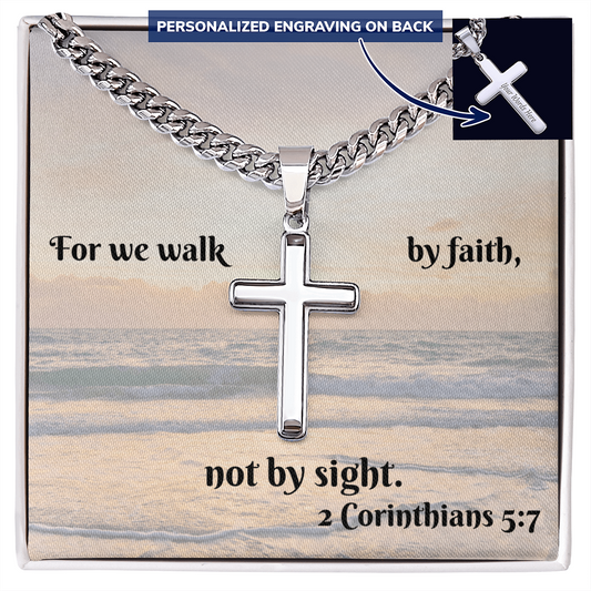 Personalized Cross with Cuban Link Chain