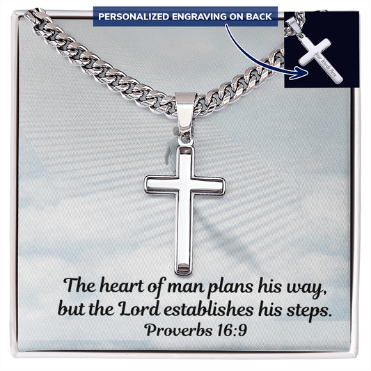 Personalized Cross with Cuban Link Chain