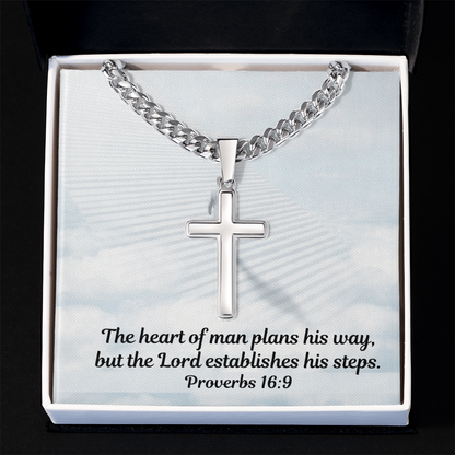 Personalized Cross Necklace with Cuban Link Chain for Men and Women
