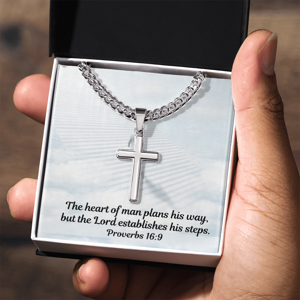 Personalized Cross Necklace with Cuban Link Chain for Men and Women