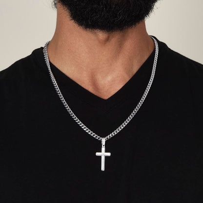 Personalized Cross Necklace on the Cuban Link Chain