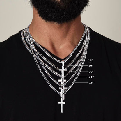 Personalized Cross Necklace on the Cuban Link Chain