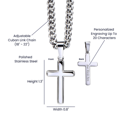 Personalized Cross Necklace on the Cuban Link Chain