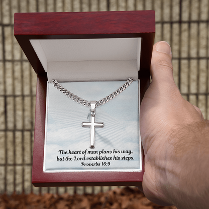 Personalized Cross Necklace with Cuban Link Chain for Men and Women