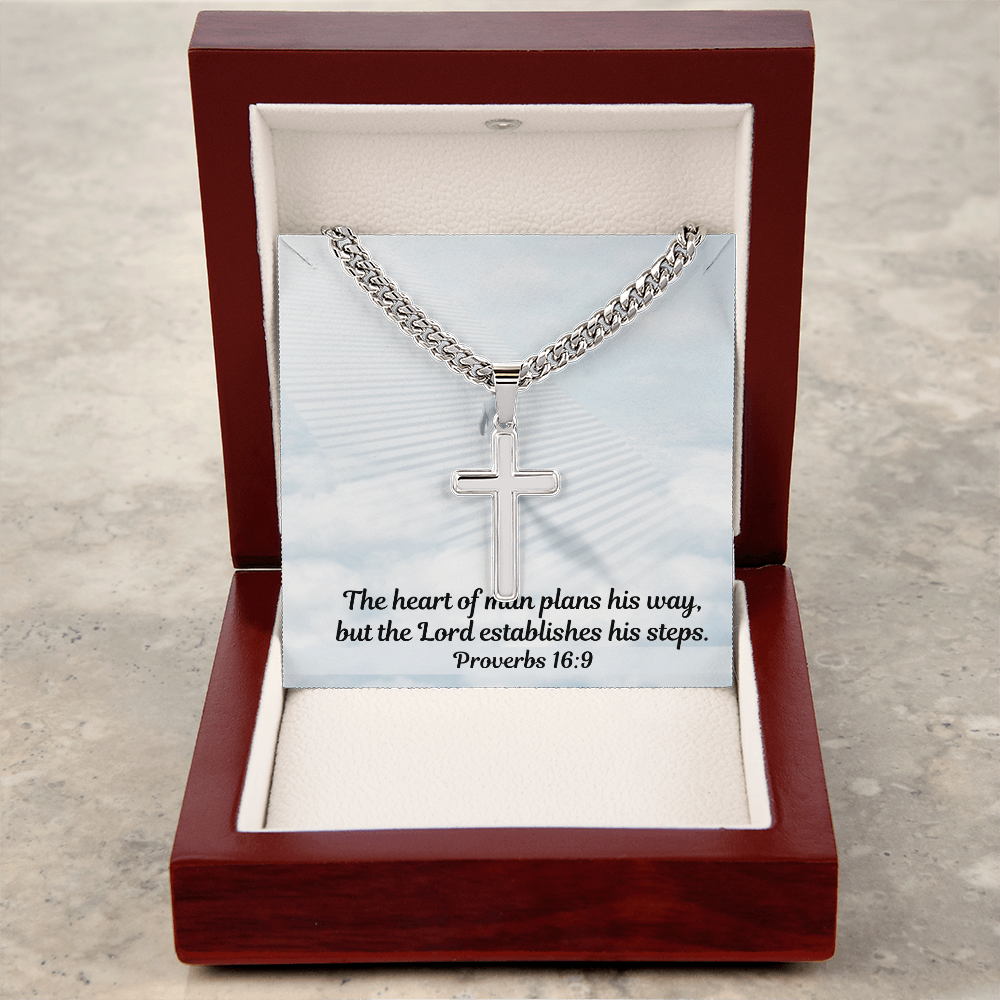 Personalized Cross Necklace with Cuban Link Chain for Men and Women