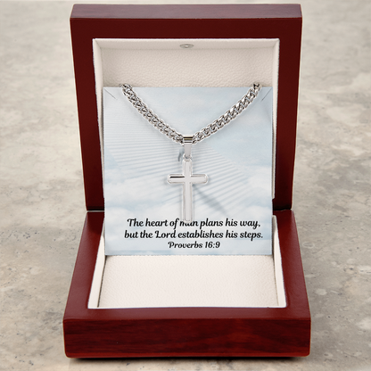 Personalized Cross Necklace with Cuban Link Chain for Men and Women