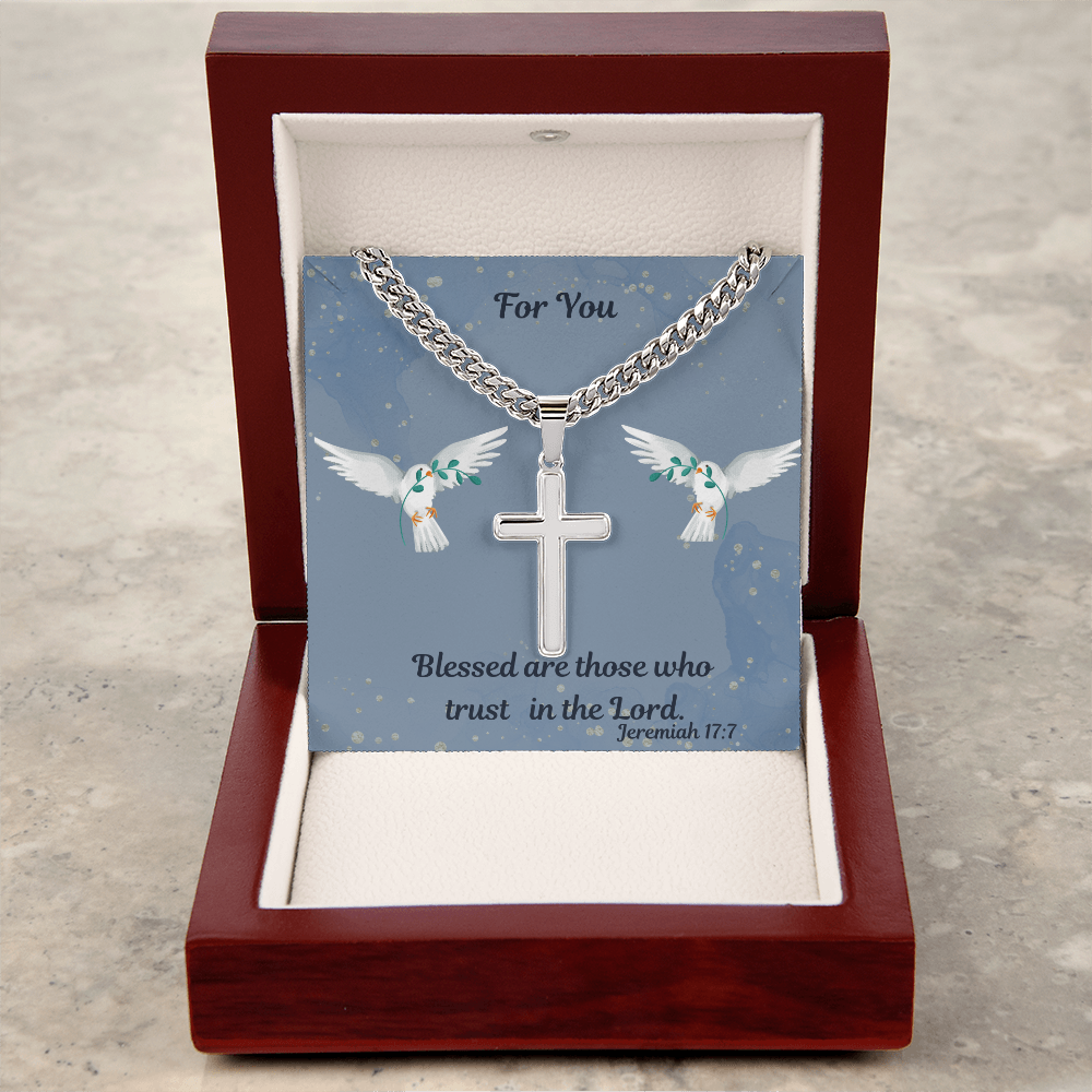 Personalized Cross Necklace on the Cuban Link Chain