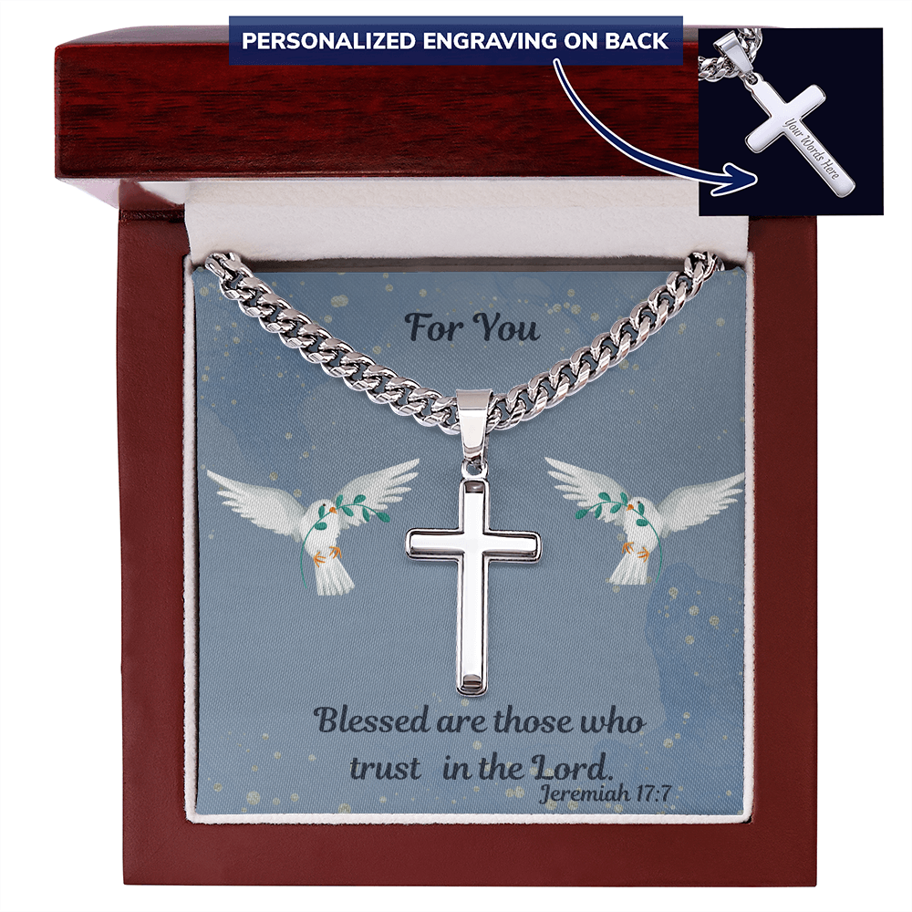 Personalized Cross Necklace on the Cuban Link Chain