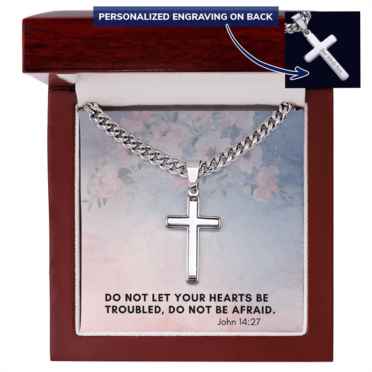 Personalized Cross with Cuban Link Chain