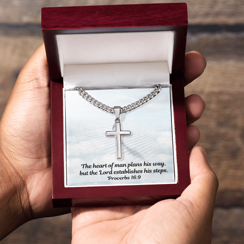 Personalized Cross Necklace with Cuban Link Chain for Men and Women