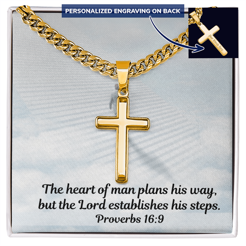 Personalized Cross Necklace with Cuban Link Chain for Men and Women
