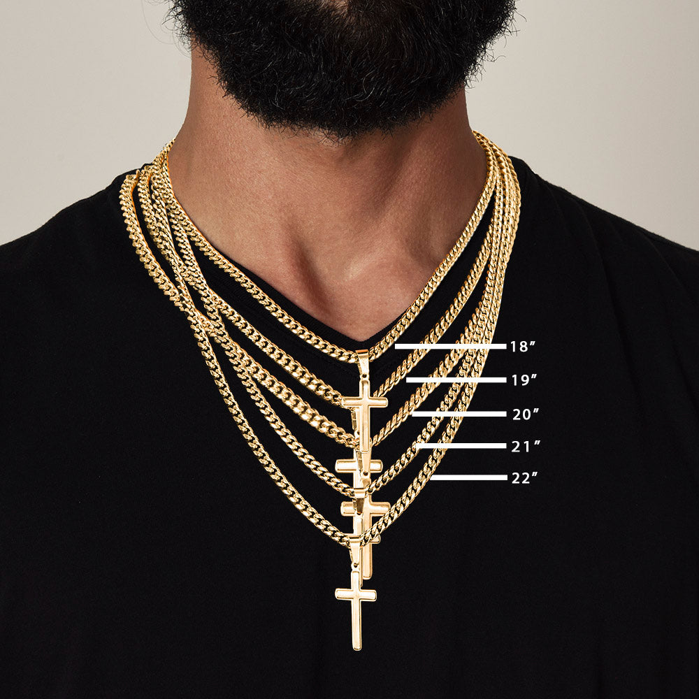Personalized Cross Necklace on the Cuban Link Chain